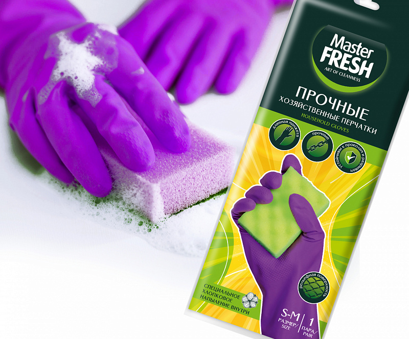 Master FRESH перчатки ПРОЧНЫЕ латексные с хлопком размер S/M, 1 пара Master FRESH перчатки ПРОЧНЫЕ латексные с хлопком размер S/M, 1 пара